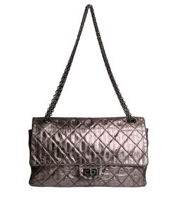 Rayures Reissue 2.55 Flap Bag, Leather, Silver, 12299338(2009), AC,